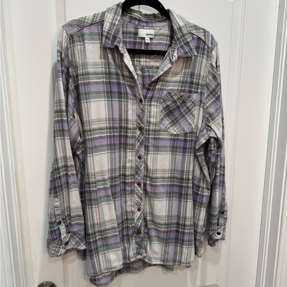 Sonoma Long Sleeve Plaid Top Size 2X